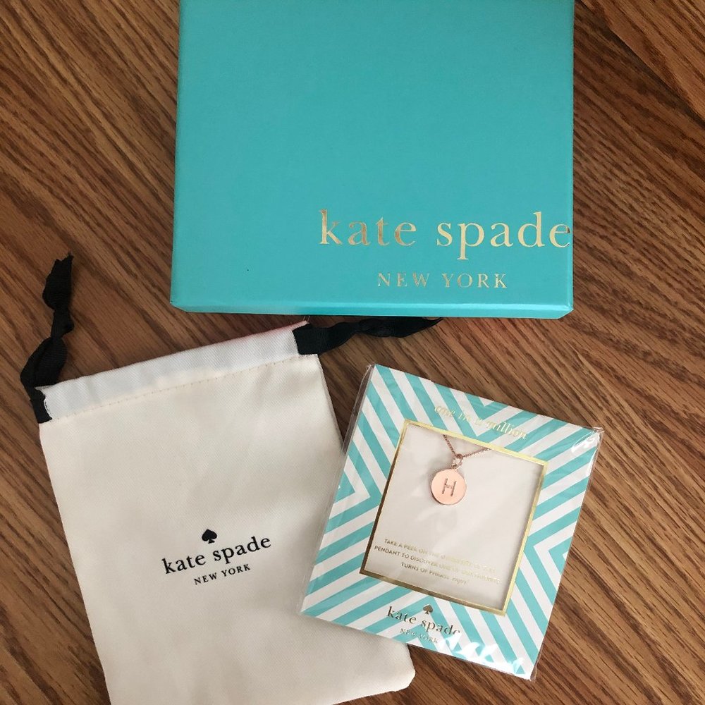 NWT Kate Spade Rose Gold Pendant Necklace "H"
